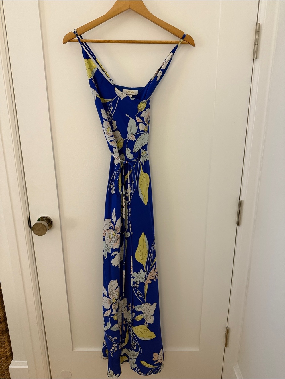 Yumi Kim Blue Floral Maxi Dress with Yellow and White Leaves